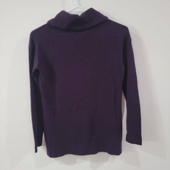 Talbots Womens Waffle Knit Sweater Size Petite Small Wool Turtleneck Purple - Picture 2 of 6